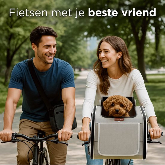 Trevopet® Panier à vélo pour chien - Panier à vélo 4 en 1 pour chien, sac de transport, sac à dos et siège auto - Convient aux vélos électriques - Pour les chiens jusqu'à 8 kg - Gris