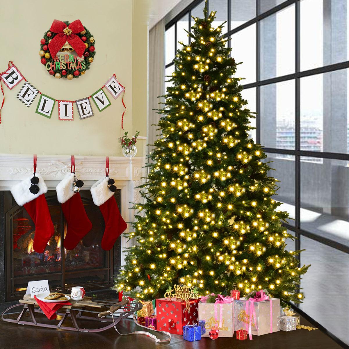 Coast Artificial Christmas tree with LED lights - 240cm - Green