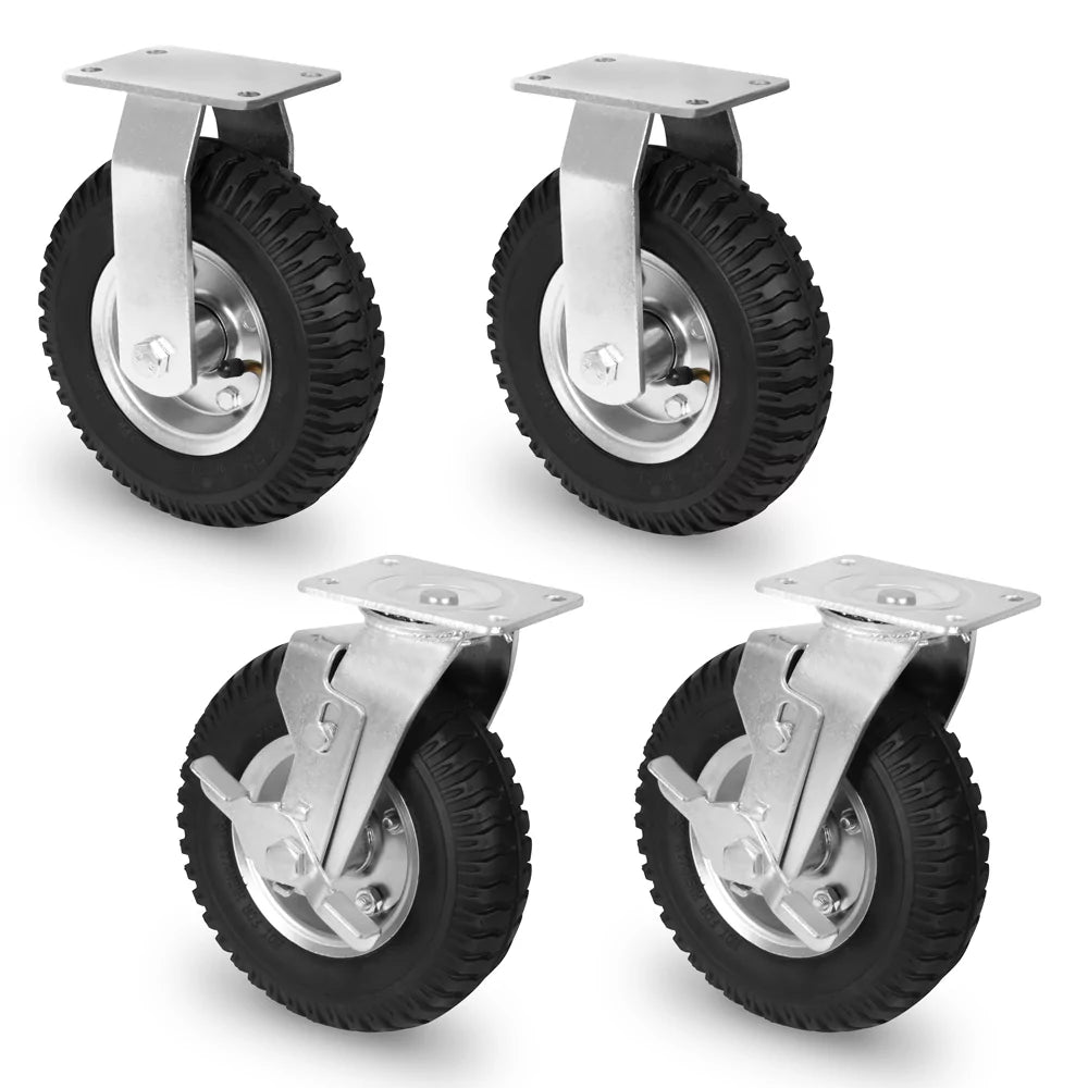 Roues à bandage pneumatique - Lot de 4 - Pour chariot à plate-forme TT503XX - Roues de transport - Confortables et amortissantes