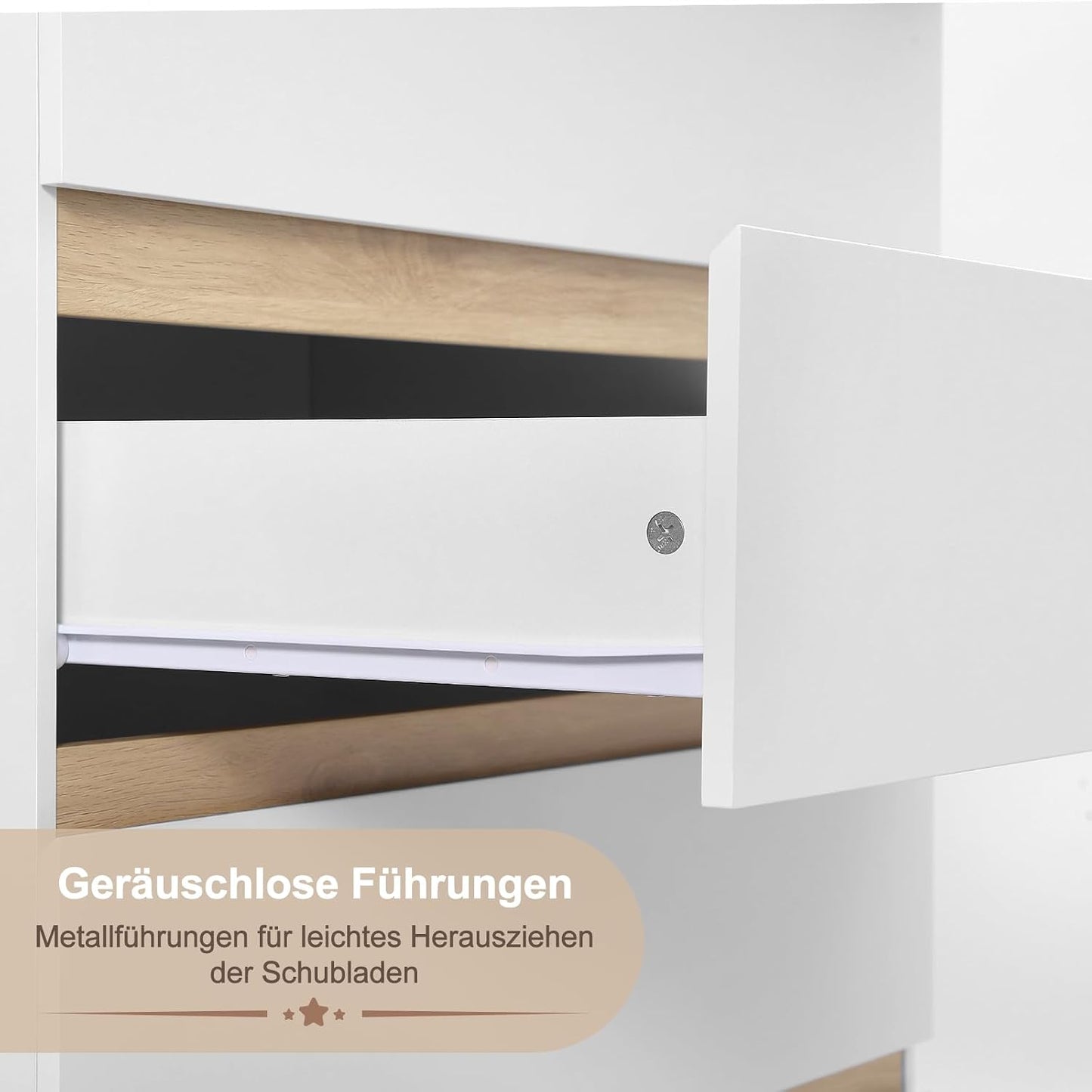 Commode pour bébé WOLTU avec planche à langer amovible – 4 tiroirs – Bois certifié FSC – Blanc