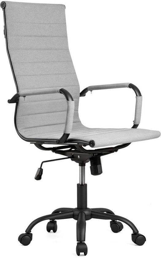 Feel Furniture - Fauteuil de bureau de luxe - Dossier haut - Gris clair avec structure noire mate