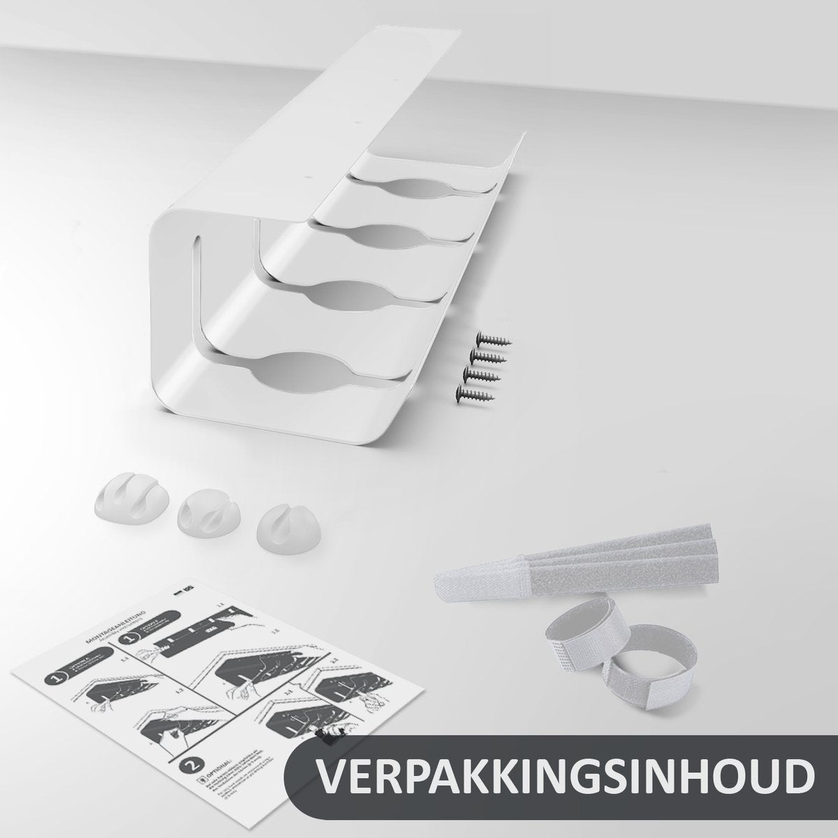 Stilemo Cable Tray Desk - Support de câbles 43 CM - Organisateur de câbles 5 KG de capacité de charge - Blanc
