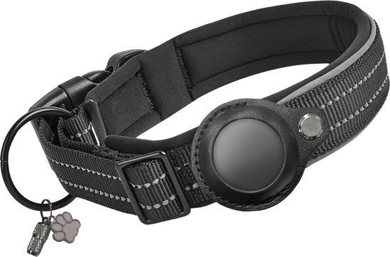 Vulpes Goods® Pets - Collier pour chien compatible avec l'Apple AirTag - Collier Apple AirTag pour chiens Pro - Sûr, léger, réfléchissant et confortable - Résistant aux rayures et à l'eau - 2 accessoires inclus - 36-44 cm - M