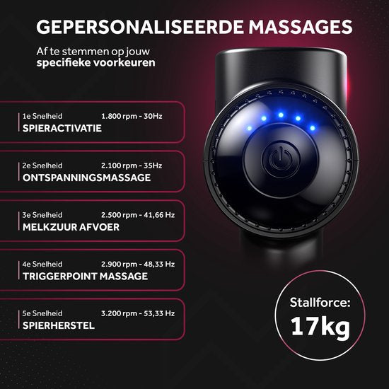 Northwall Massage Gun Professional PRO - Pistolet de massage avec étui et 6 accessoires dont une tête de massage en chêne - Appareil de massage sportif et de relaxation puissant et sans fil