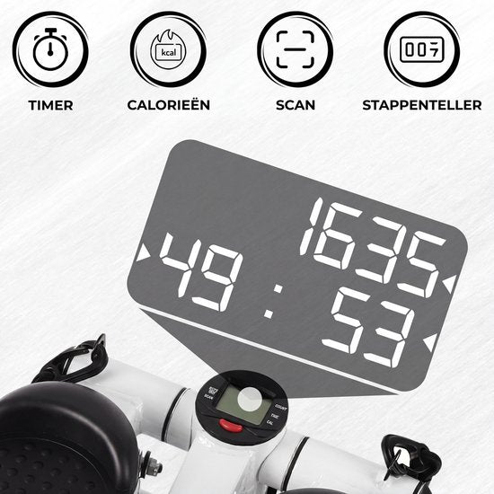 Fitby Stepper - Stepper de fitness - Mini stepper - Vélo d'appartement - Écran - Avec bandes de résistance - Blanc