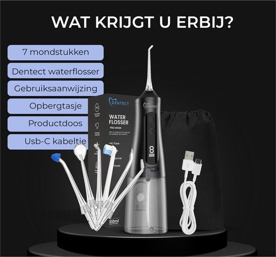 Hydropulseur Dentect - Douche nasale - Douche buccale - Nettoyeur de langue - 9 modes - Éliminateur de plaque dentaire - Embouts supplémentaires - Nettoyage des appareils orthodontiques - Éliminateur de tartre