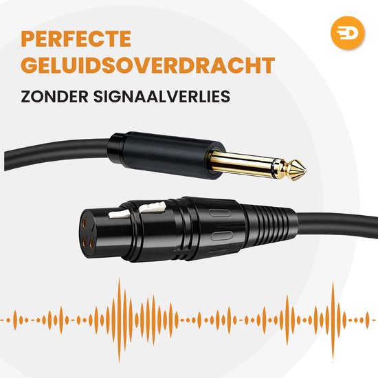 Drivv. Premium XLR Cable - XLR femelle vers jack 6,35 mm mâle - Jack stéréo - 2 mètres