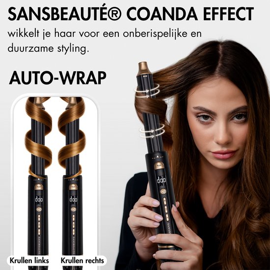 Sansbeauté® 4-in-1 Airstyler - Multistyler - Brosse sèche-cheveux cheveux courts - Boucleur de cheveux - Sèche-cheveux - Brosse chauffante - Brosse à boucler - Fer à boucler - Lisseur de cheveux - Hairwrap - Brosse de coiffage - 5 en 1 Hairstyler