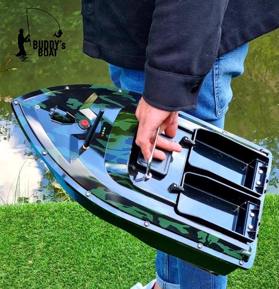 BUDDIE'S® Feedboat - Charge utile 3KG - 2 Feeders - Eclairage - Portée 500 mètres - Sac de rangement - Feedboat Carpe - Baitboat - Pêche à la carpe