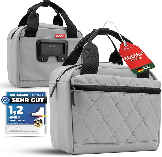 MIVELO Sacoche pour guidon - Déperlant & compatible Klickfix - 7 litres - Gris
