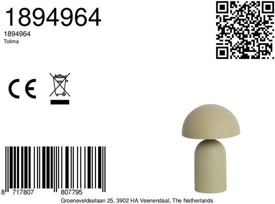 Light & Living - lampe de table - Tolima - verte - métal - lampe de bureau - E27 - 1894964