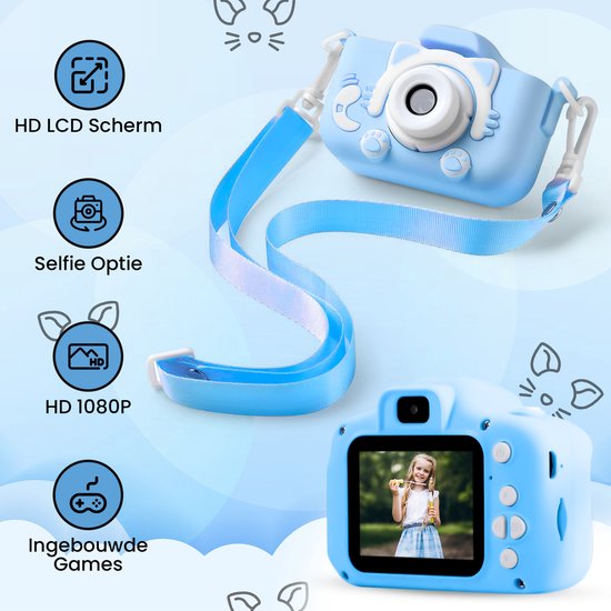 Bambini Kids' Camera - Appareil photo numérique pour enfants - Appareil photo numérique - Appareil photo pour enfants - 1080P HD - Bleu