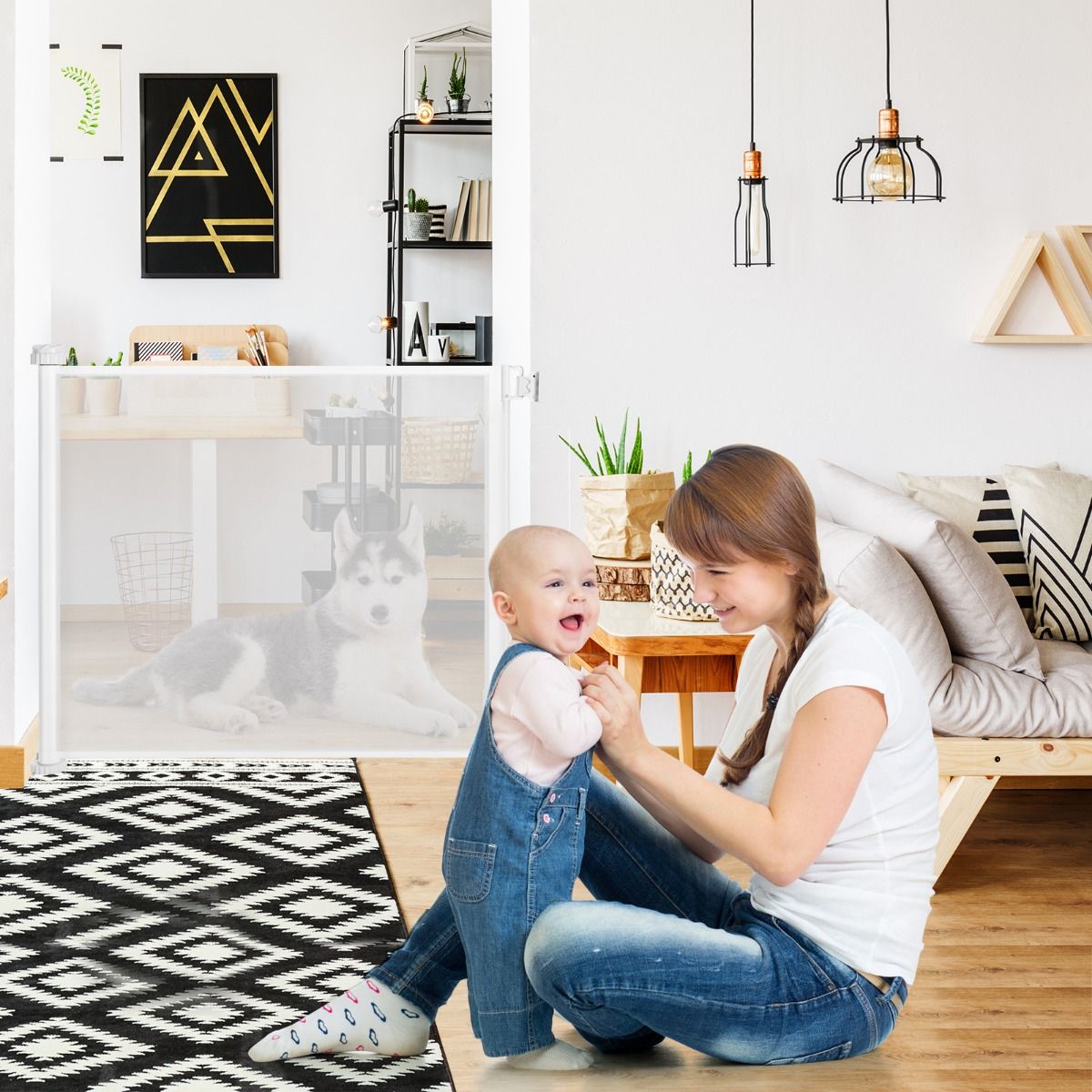 Coast Barrière de bébé - Extensible - 6-24 mois - 132 x 85,5 cm - Blanc