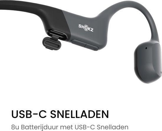 Casque de sport Shokz OpenRun USB-C à écoute ouverte – Conduction osseuse – Sans fil – IP67 – Noir