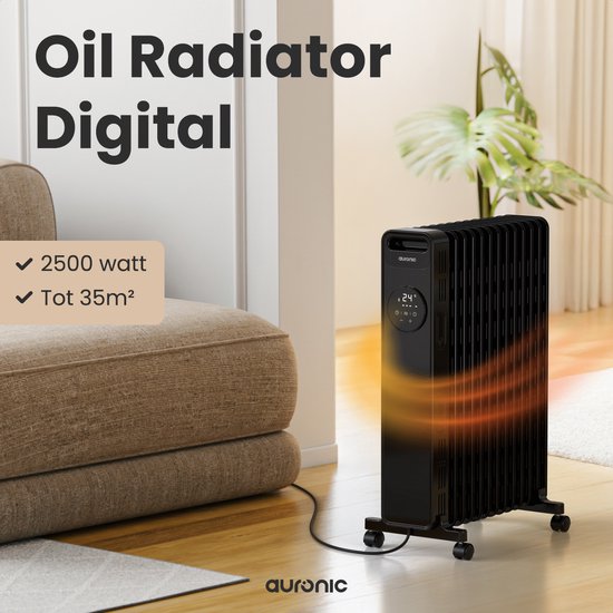 Auronic Oil Radiator - Radiateur électrique - 2500W - Noir