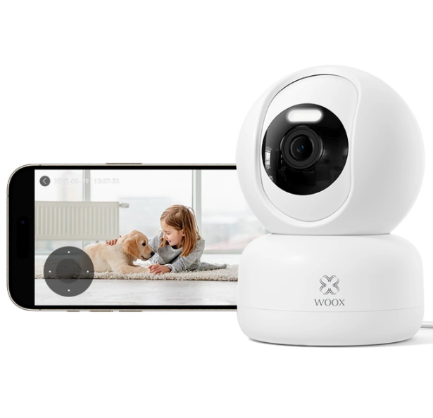 Caméra PTZ intelligente Woox 2K HD - Blanche - 360° avec reconnaissance IA et vision nocturne