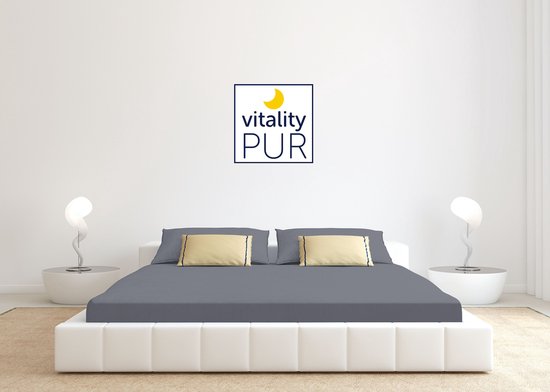 Vitality Pur - Drap-housse 100% coton - Jersey stretch - Gris foncé - 90x200