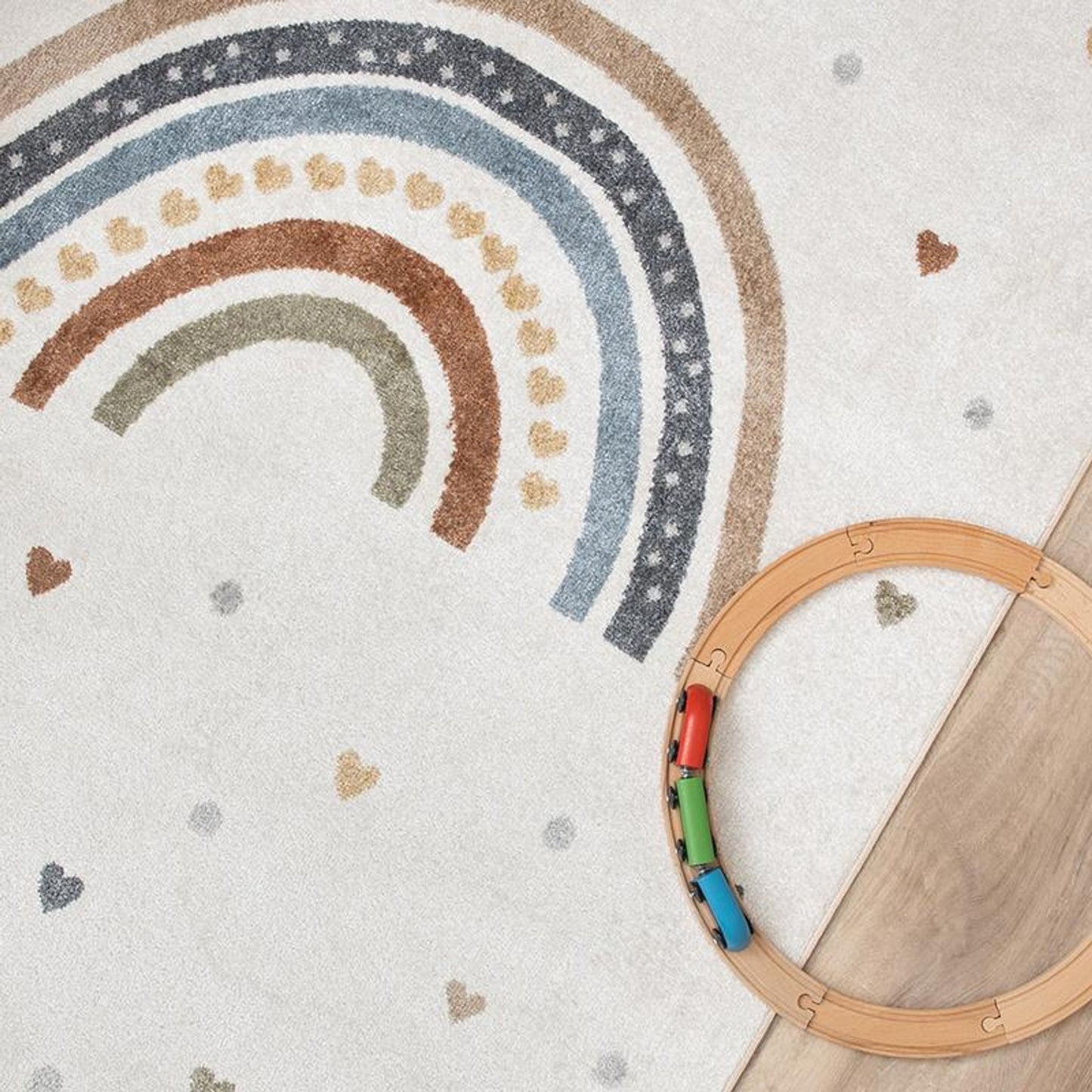 Volero Tapis lavable pour enfants Ravi Arc-en-ciel - Coloré - 140x200 cm