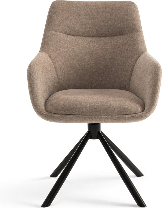 Furnihaus Olivia - Chaise de salle à manger pivotante - Accoudoirs - Beige - Tissu