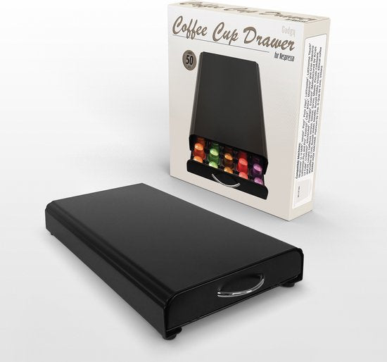 Gadgy Nespresso Capsulehouder met Lade - Koffiecups Houder Nespresso - Koffiehouder voor Nespresso Capsules - 50 Capsules - Cuphouder Zwart