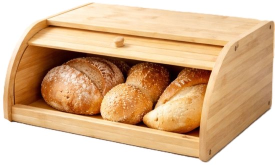 Boîte à pain Ceruzo en bambou – Boîte à pain avec volet coulissant – 38 cm