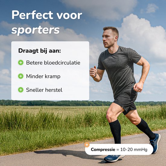 Alyze Bas de compression - 2 paires - Taille 36-41 - Haut - Chaussettes pour hommes et femmes - Médical - Neuropathie - Bas de contention - Diabète - Circulation sanguine, Course à pied, Avion, Lit - Noir