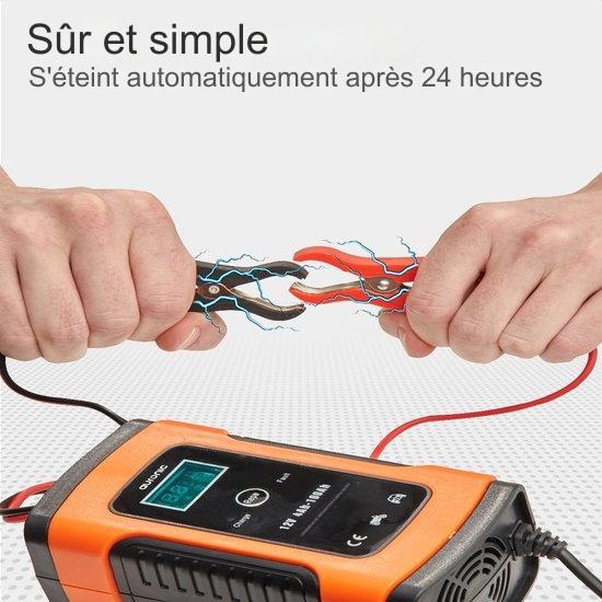 Chargeur de batterie - Auronic - Chargeur de secours - pour voiture et moto - 12V - jusqu'à 100Ah - Orange