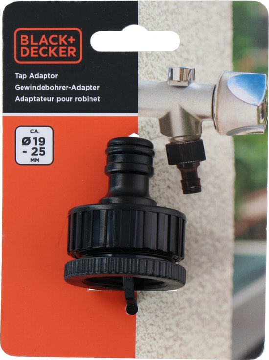 BLACK+DECKER Connecteur de robinet 3/4''-1'' - ⌀ 19-25 CM - Connecteur - Plastique - Noir