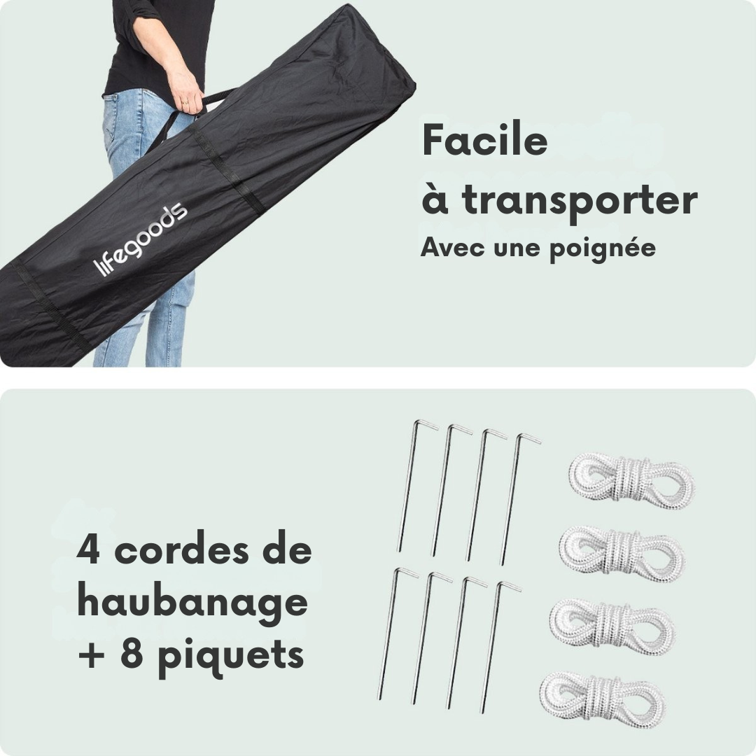 LifeGoods Party Tent - Pavillon - EasyUp - Pliable - Imperméable - Avec sac de transport - 300 x 300 cm - Beige