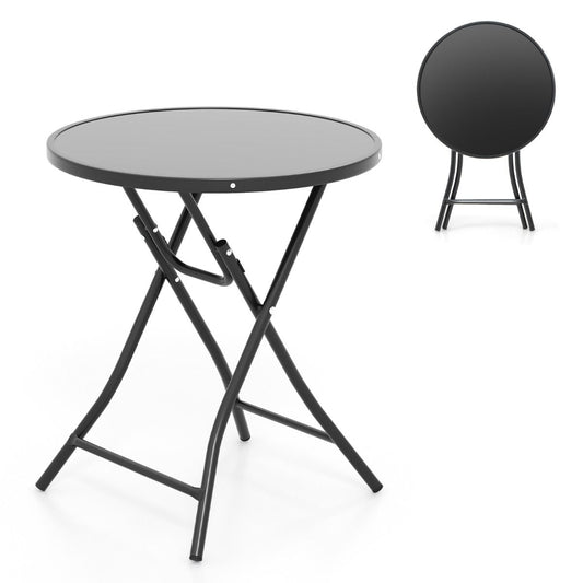 Coast Round Foldable Bistro Table - Ø59 cm Black - Toughened Glass - Metal - For Indoor & Outdoor