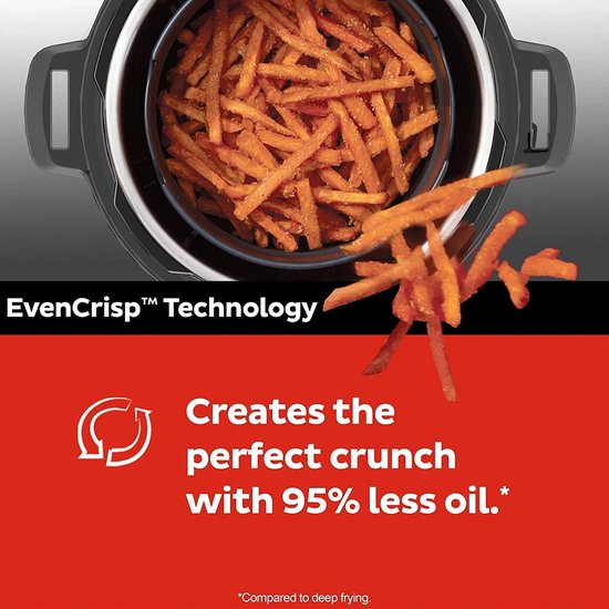 Multicuiseur Instant Pot Duo Crisp 5,7 L + friteuse à air chaud - 11 fonctions en 1 - Autocuiseur - Mijoteuse - Cuisson sous vide - Friture à l'air chaud - Cuisson à la vapeur - Cuisson au four - Jusqu'à 6 portions