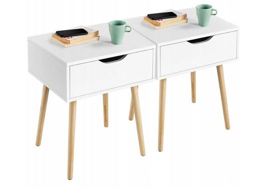 Yaheetech Lot de 2 tables de chevet avec tiroir - Blanc - 48,5 x 40 x 58 cm