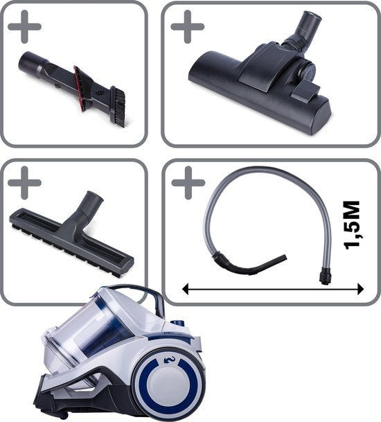 Dirt Devil Aspirateur sans sac DD2504 - Filtre HEPA 12 - 3 accessoires - 700W - Blanc