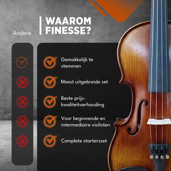 Kit de démarrage pour violon Finesse - avec étui et accessoires - 4/4 - Violon - Paris