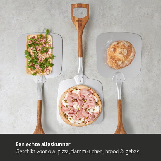 Boska Serveur à pizza Barbecue - Poignée courte - Stable - Aluminium - Chêne - Accessoires barbecue