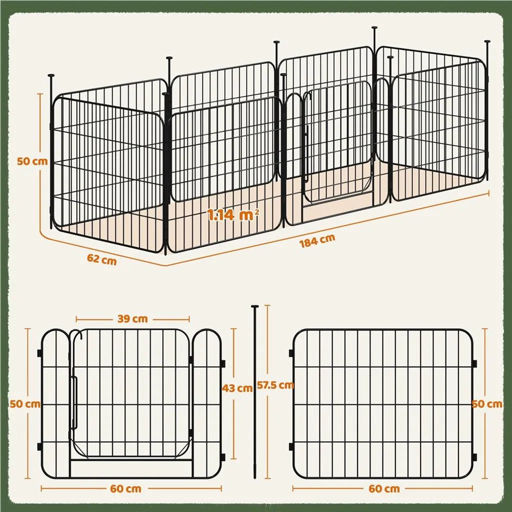 Yaheetech Parc à chiots - 8 panneaux - avec porte - pliable - 50 cm de haut - Parc à chiens - noir