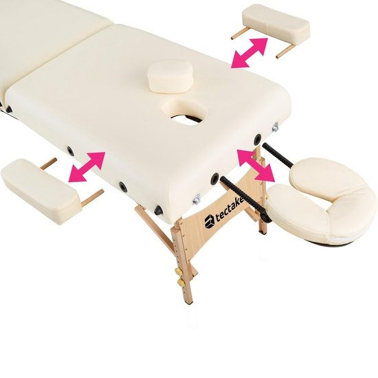 tectake® - Table de massage Table de traitement - matelas de 7,5 cm de haut + coussins roulants et sac de transport - divan de traitement - sac de rangement inclus - pliable