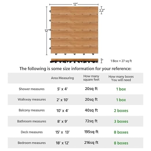 Yaheetech - Lot de 27 dalles de terrasse à emboîtement - Bois naturel - 30 x 30 cm