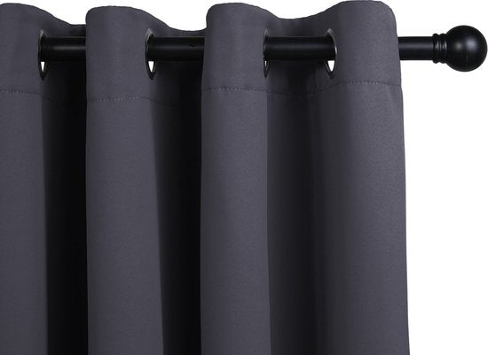 Rideau LIFA LIVING - Gris - Occultant et insonorisant - Rideaux à anneaux - 100 % polyester - 150 x 250 cm - 1 pièce