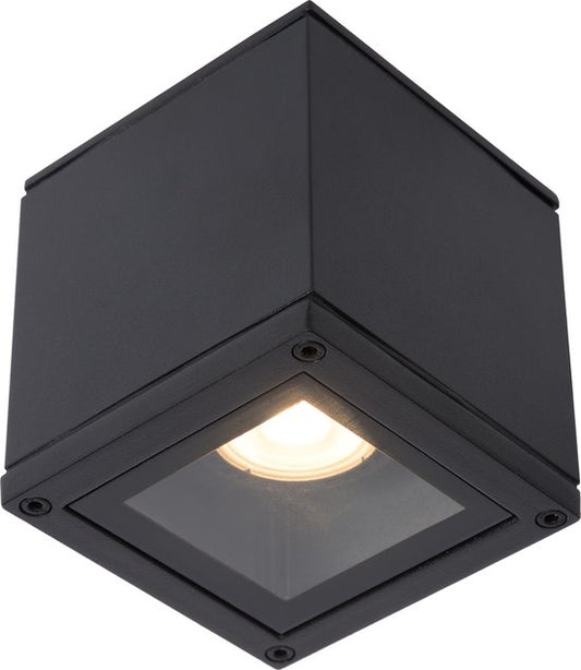 Lucide AVEN - Spot de plafond (lampe de plafond) pour salle de bains - 1xGU10 - IP65 - Noir