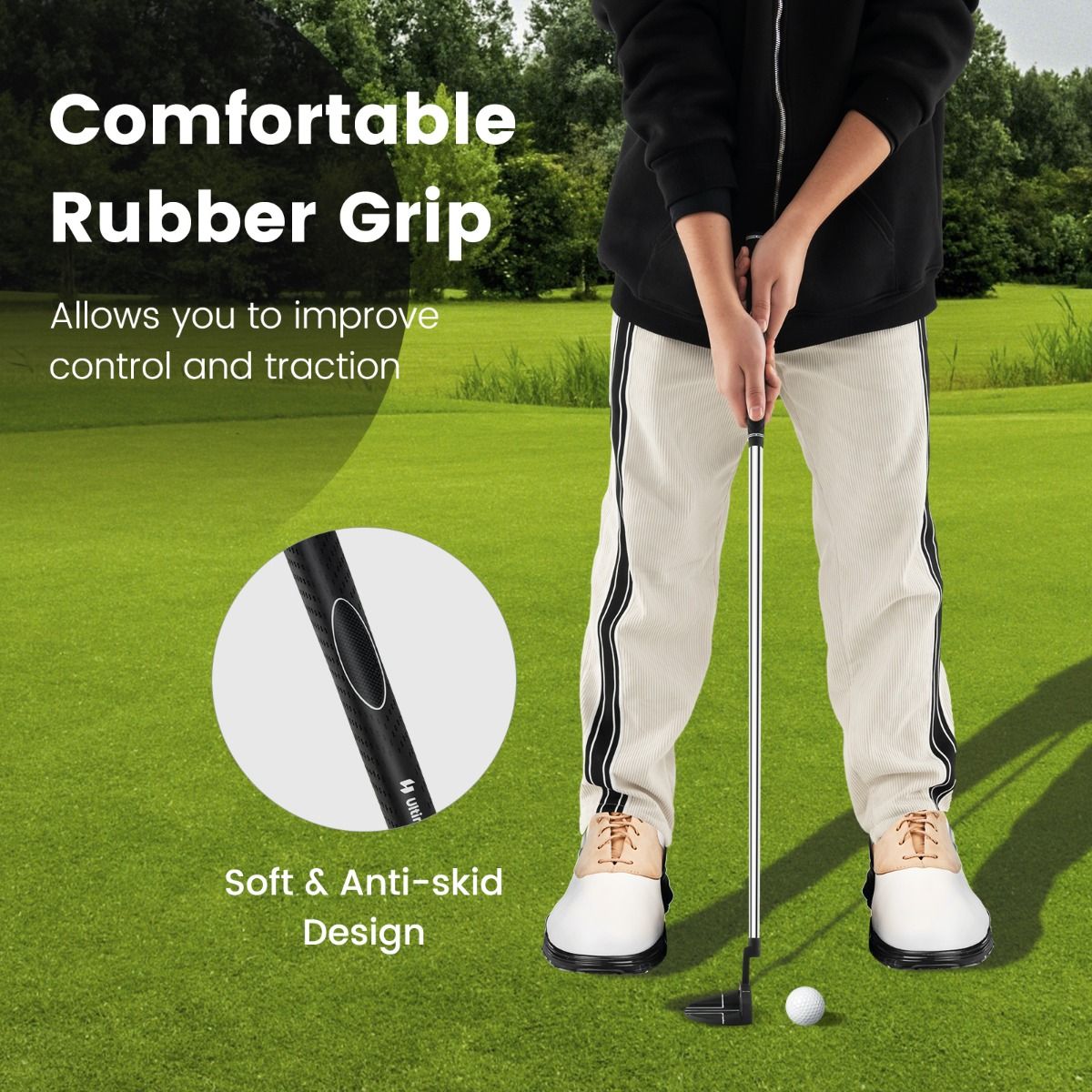 Putter de golf Coast - tête de type maillet - poignée antidérapante - 89 cm - noir