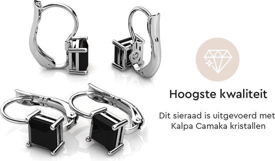 Boucles d'oreilles pour femmes - Cristaux Kalpa Camaka noirs - Ton argenté - Cristal noir - Plaqué or blanc 18K - Boucles d'oreilles pour femmes - Boîte cadeau de luxe - Bijoux - Boîte cadeau - Emballage cadeau exclusif - Boîte cadeau - Magnifique emballa