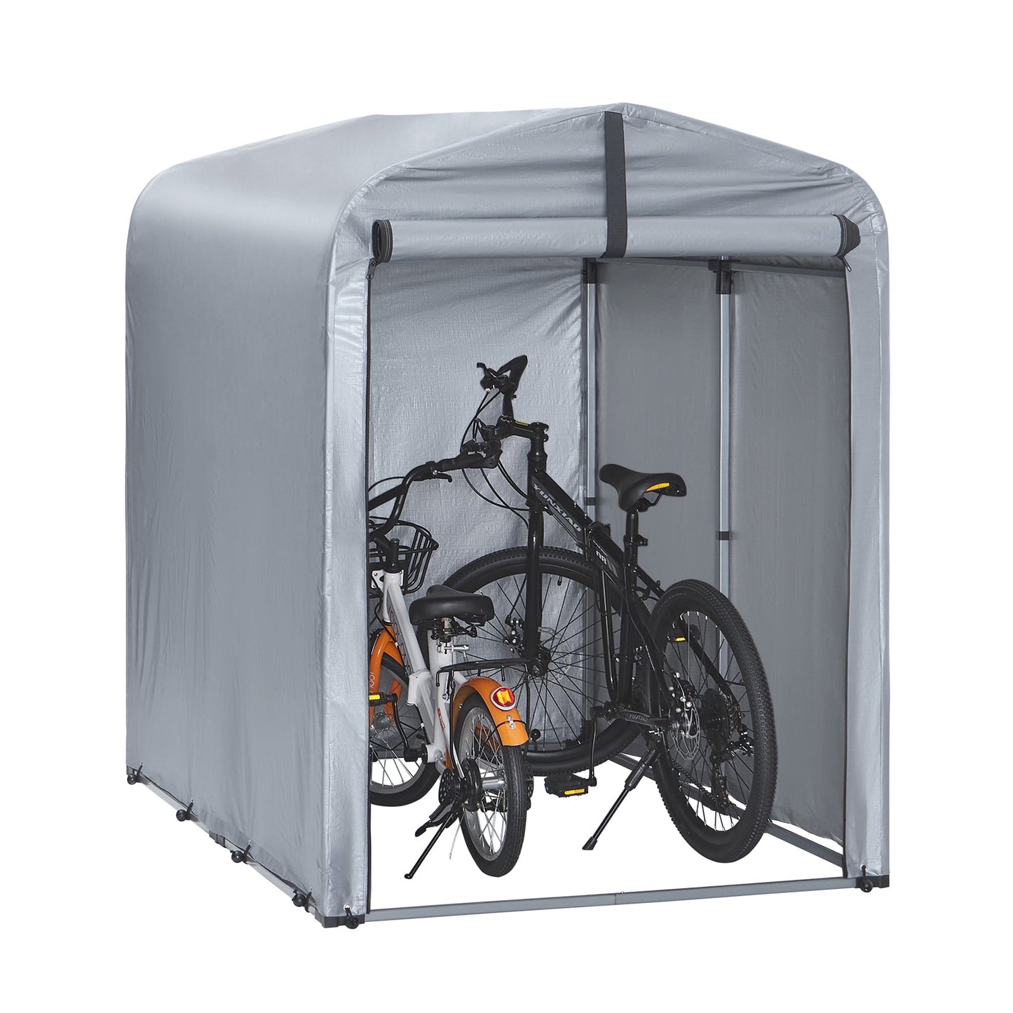 SoBuy KLS11-K Abri de jardin extérieur, étanche, abri vélo et rangement, argent, 120 x 176 x 163 cm