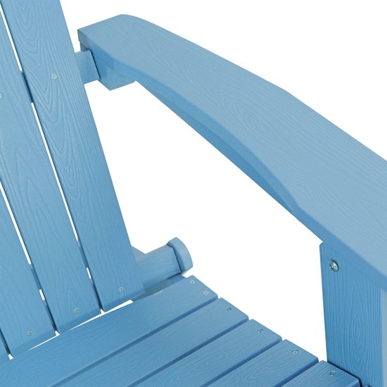 Chaise AXI Claire Adirondack bleue – Chaise de jardin en plastique avec accoudoirs – Pliable – Dossier haut – Chaise de jardin – 84,5 x 77 x 95,5 cm – Durable et résistante aux intempéries