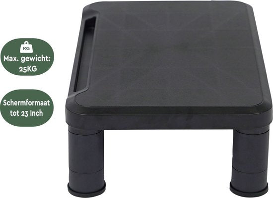 BRASQ Monitor Stand Black MS100 - Support de moniteur pour ordinateur portable ou écran - Hauteur réglable 38x24x11,2 cm