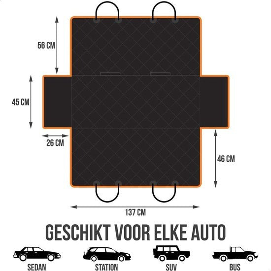 Couverture Strex pour chien Siège arrière de la voiture et coffre - 137 x 147 CM - Couverture protectrice - Tapis pour chien Siège arrière de la voiture - Laisse pour chien et sac de rangement inclus