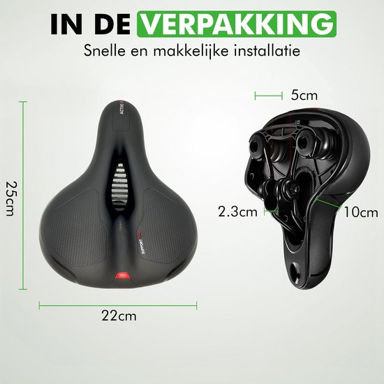 Selle de vélo Travelhawk - Selle de ville - Extra Confortable - Ventilante - Unisexe - Noire
