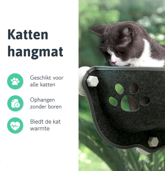 LBB Hamac pour chat - Pour fenêtre - Forme bol - Panier pour chat - Fenêtre - Hamac pour chat - Animaux - Lit pour chat - Panier pour chat - Dormir - Se coucher - Gris