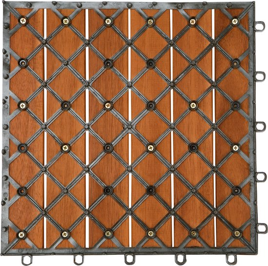 Dalle de terrasse en bois d'acacia - 30 x 30 cm, système « Plug In » - Certifiée FSC®