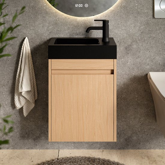 Meuble de salle de bains Mirlux en chêne clair - Meuble-lavabo - Meuble de WC - Meuble de salle de bains - 40 cm